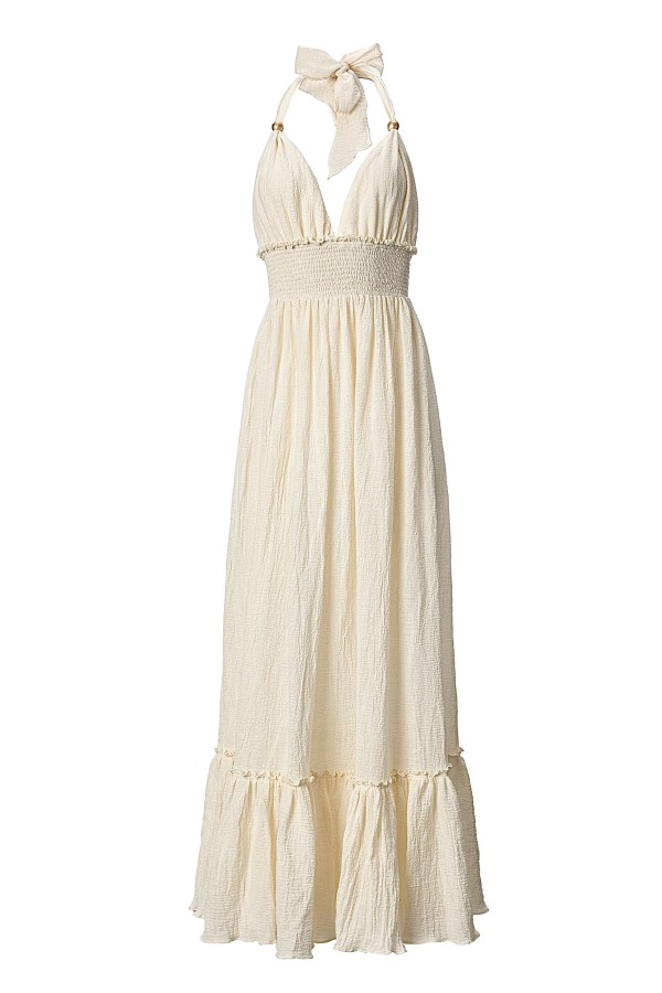 Halterneck Crepe Maxi Dress