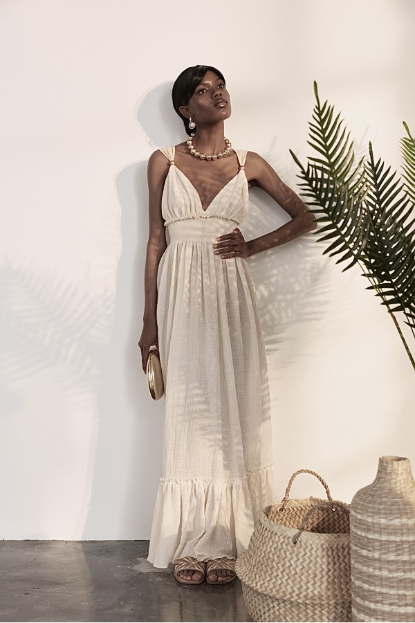 Halterneck Crepe Maxi Dress