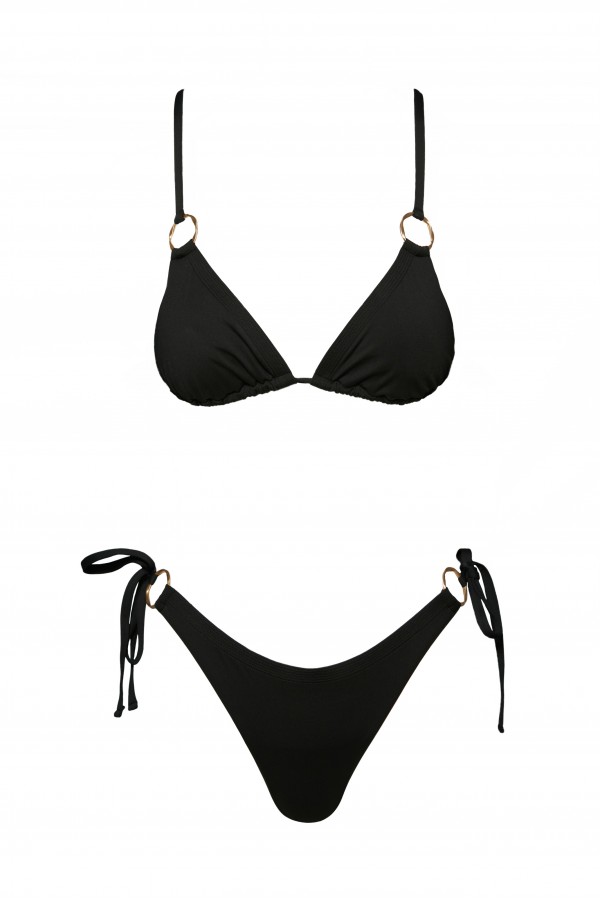 Rhea Black Side-Ties Bikini