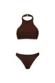 Halterneck Brown Top & Bikini Set Halterneck Brown Top & Bikini Set