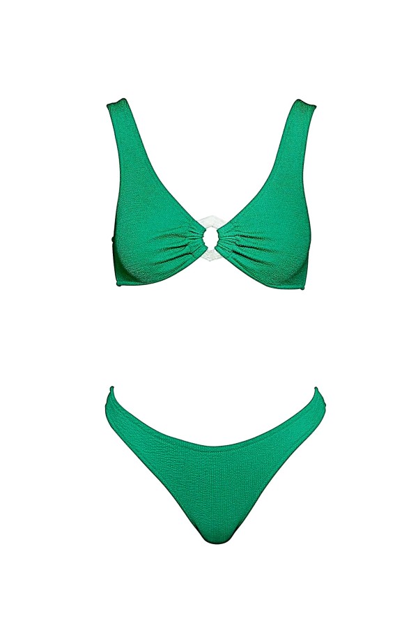 Kate Green Crinkle Top & Bikini Set