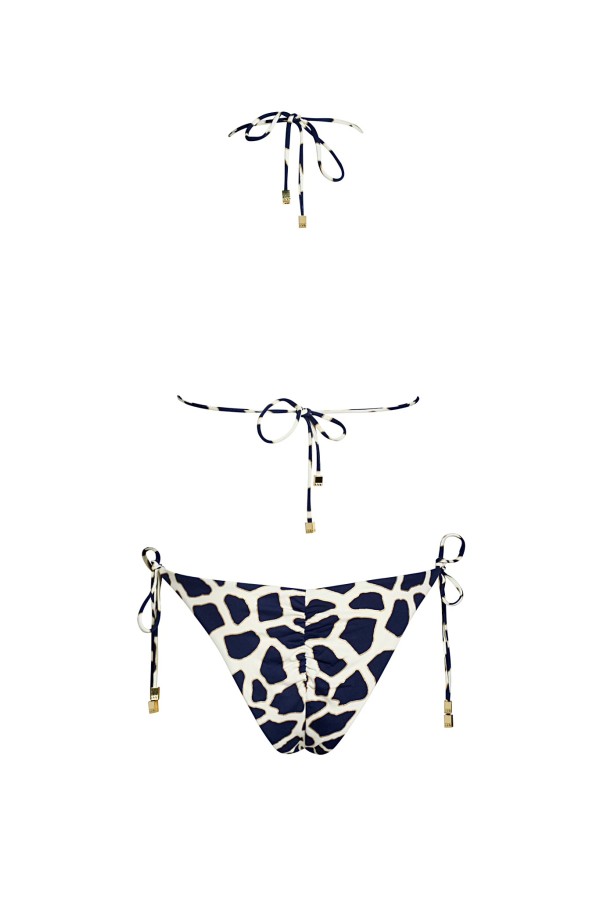 Kylie Navy Blue Metallic Embrodery Bikini Set