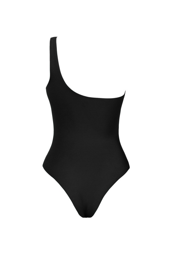 Costum De Baie Rose Asimetric Negru