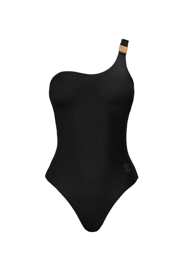 Rose Asymmetric Black One Piece